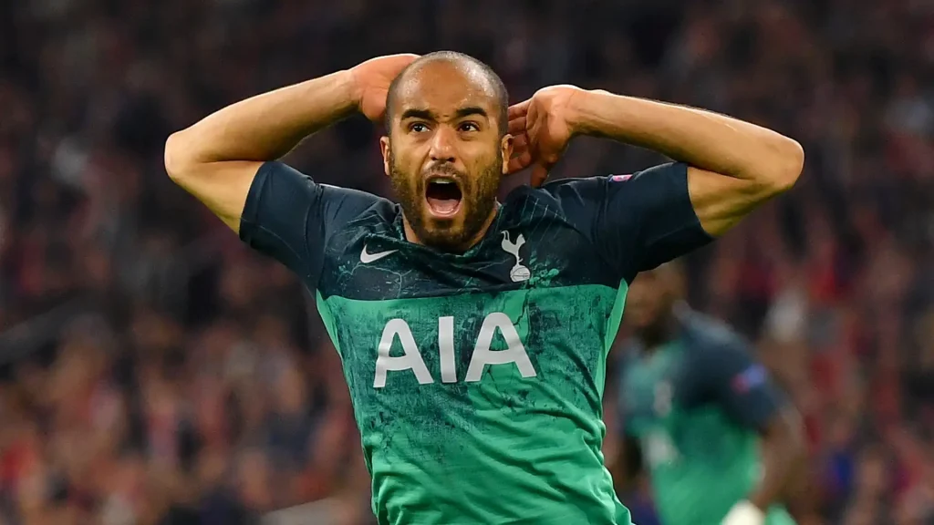Lucas Moura with Tottenham during Ajax Match in Champions League 2018