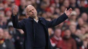 Arne Slot, Liverpool coach, during