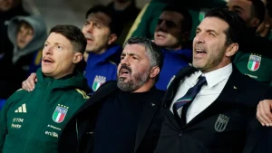 Gattuso and Buffon During Italy vs Bosnia game, March 2026