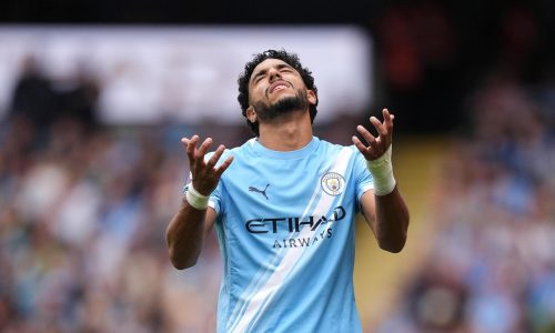 Manchester City's Omar Marmoush during the Premier League match at the Etihad Stadium, Manchester. Picture date: Saturday August 23, 2025.